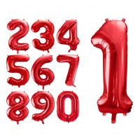 Balão gigante de número vermelho metalizado de 86 cm - PartyDeco