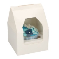 Caixa branca com janela para 1 cupcake de 9 x 9 x 13 cm - FunCakes - 5 unidades