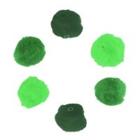 Pompons acrílicos com tubo em 3 tons de verde 2,5 cm - Innspiro - 50 unid.