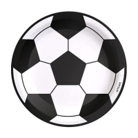 Pratos de futebol preto e branco 18cm - 8 unid.