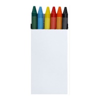 Lápis de cera coloridos em caixa branca - 6 unidades