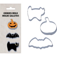 Cortadores de abóbora, morcego e gato para biscoitos - 3 unidades