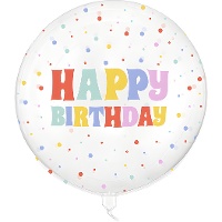 Balão Orbz transparente Happy Birthday de 60 cm