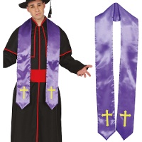 Estola sacerdotal roxa com cruzes douradas