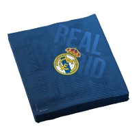 Guardanapos do Real Madrid azul de 16,5 x 16,5 cm - 12 unidades