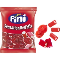 Saco de rebuçados sortidos de alcaçuz e discos vermelhos - Fini Sensation Red Mix - 500 gr