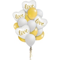 Buquê de balões de coração branco Love - 16 unidades