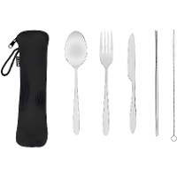 Conjunto de talheres em aço inoxidável com estojo - 5 peças