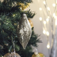 Pendentes de Natal prateados em forma de lágrima 17cm - 12 peças
