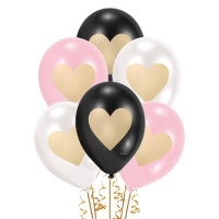 Balões de látex com coração 27 cm - Amscan - 6 pcs.