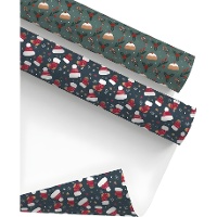 Papel de presente com gorros e estrelas 2 x 0,70 m - 1 unidade