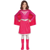Roupa de super-herói cor-de-rosa para rapariga