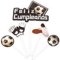 Topper para bolo de Futebol feliz aniversário - 5 unidades