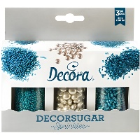 Kit de sprinkles sortidos prateados e azuis - 85 g