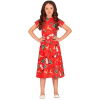 Vestido de Natal vermelho para raparigas