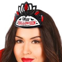 Tiara de coroa negra Miss Halloween
