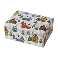 Caixa para doces de paisagem natalina de 18 x 13,5 x 7,5 cm