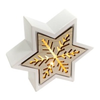 Adorno estrela com floco de neve e LED 19,7 x 17 x 5,9 cm