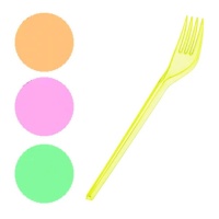 Garfos de plástico de cor fluorescente 17 cm - 15 unid.