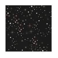 Guardanapos pretos com estrelas 16,5 x 16,5 cm - 30 unid.