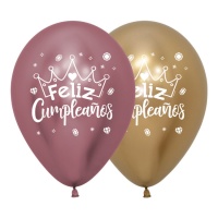 Balão de látex com coroa 30 cm - Sempertex - 12 peças
