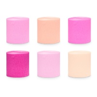Papel crepom em tons de rosa de 10 m - 6 unidades
