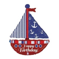 Balão Feliz Aniversário Barco à Vela 94 cm - Grabo