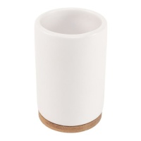 Suporte para escova de dentes branco e em bambu