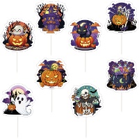 Picks para cupcakes de Halloween sortidos de 6 x 9 cm - Dekora - 48 unidades