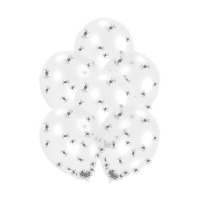 Balões de látex transparentes com confetis de aranha 27,5 cm - Amscan - 6 unidades