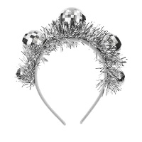 Diadema Disco prateada de 17,5 cm