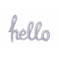 Balão Hello letter prateado holográfico 72 x 45 cm - PartyDeco
