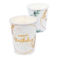 Copos de Aniversário Feliz Floral - 8 unidades