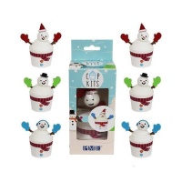 Conjunto de decorações para cupcakes boneco de neve - PME - 6 unidades