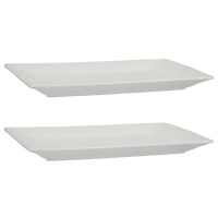 Prato retangular branco 37 x 27 cm - Vessia - 2 unidades