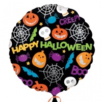 Balão redondo com figuras e mensagem de Happy Halloween de 46 cm - Anagram