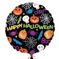 Balão redondo com figuras e mensagem Happy Halloween 46 cm - Anagrama