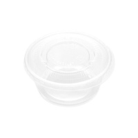 Recipiente para molhos de plástico transparente de 80 ml com tampa - 50 unid.