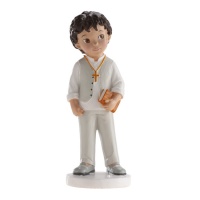 Figura para bolo da Minha primeira comunhão criança com bíblia - 16,6 cm