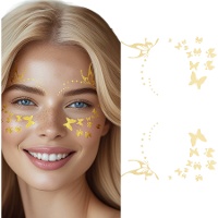 Jóias faciais adesivas de borboletas douradas