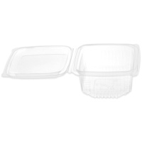 Recipiente transparente de 1 L com tampa articulada