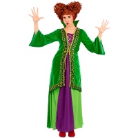 Fantasia de bruxa de Salem verde para mulher