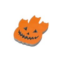 Figura em cortiça de abóbora com gatos cor de laranja 20 x 15 x 4 cm
