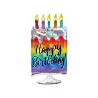 Bolo de Aniversário Rainbow Silhouette Balloon 38 x 76 cm - Anagrama