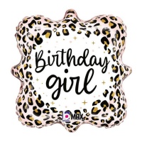 Balão de aniversário de rapariga com impressão animal rosa 35 cm - Grabo