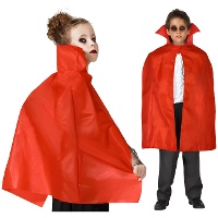Capa de vampiro infantil de 70 cm com gola alta vermelha