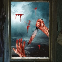 Decoração adesiva para janela massacre de sangue de 35 x 25 cm - 1 unidade