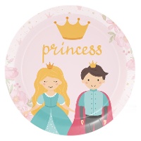 Pratos de princesas de conto de fadas de 23 cm - 8 unidades