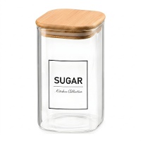 Pote de 1,2 L de borossilicato com tampa de bambu Sugar