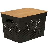 Caixa de 36 x 26 x 22 cm perfurada com tampa de bambu - 1 unidade